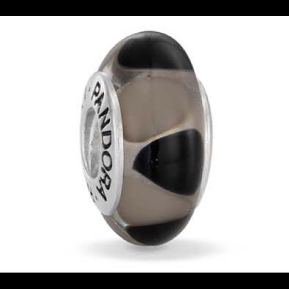 Pandora authentic grey black glass murano bead